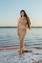 Elisabeth Two Piece Beige and Crystal Skirt