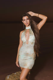Rita Emerald Gray Short Dress